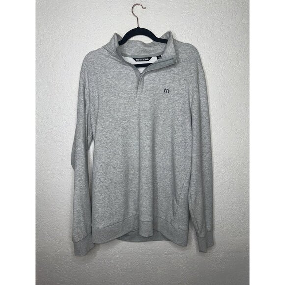 Travis Matthew Gray Long Sleeve 1/4 Zip Pullover Sweatshirt Soft Men’s E - Picture 2 of 9